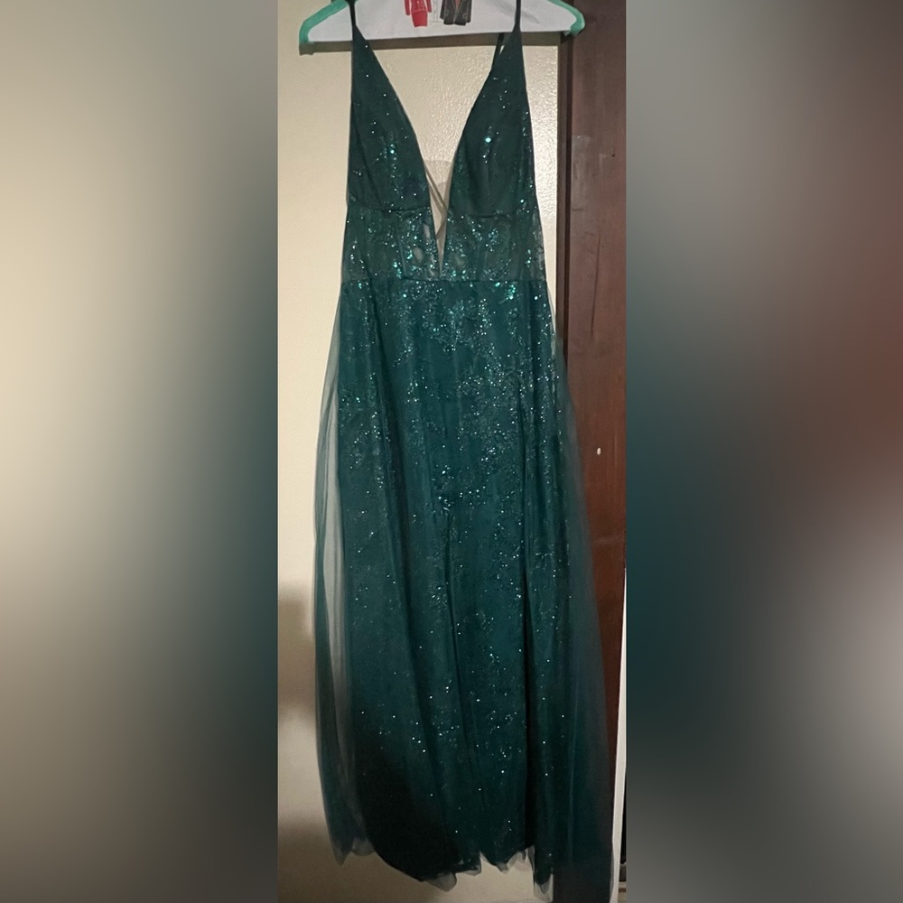 David’s Bridal Galina Signature Pattern Sequin a-line with a slit. Size 12